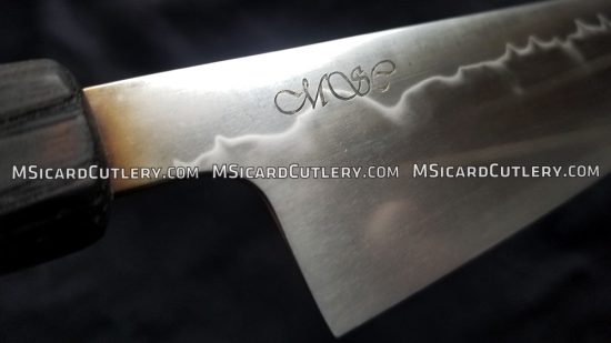 Handcrafted 285mm Honyaki Gyuto Chef Knife from SheffCut Carbon Steel by MSicard Cutlery.